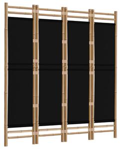 Skládací 4panelový paraván 160 cm bambus a plátno