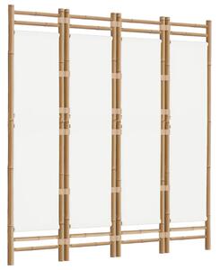 Skládací 4panelový paraván 160 cm bambus a plátno