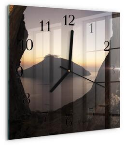 Skleněné hodiny na stěnu Oceánská hora zskc-30x30-00177672