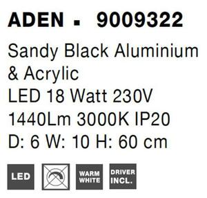NOVA LUCE nástěnné svítidlo SYNTHESI černý hliník a akryl LED 18W 230V 3000K IP20 9009322
