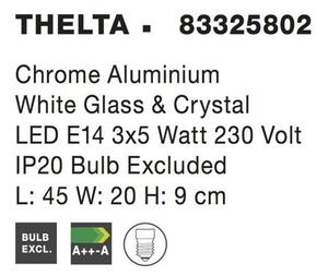 NOVA LUCE nástěnné svítidlo THELTA chromovaný hliník bílé sklo a křišťál E14 2x5W IP20 bez žárovky 83325802