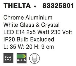 NOVA LUCE nástěnné svítidlo THELTA chromovaný hliník bílé sklo a křišťál E14 3x5W IP20 bez žárovky 83325801