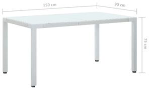 Zahradní stůl Ellvina - polyratan - bílý | 150x90x75 cm