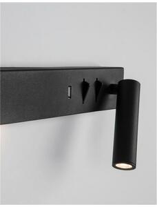 NOVA LUCE nástěnné svítidlo VIDA černý kov nastavitelné - vypínač na těle USB nabíjení LED Cree 230V 3000K osvětlení 5W čtecí lampička 1x3W IP20 9533521