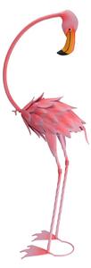 Zahradní kovová figurka Flamingo, 70 cm, růžová
