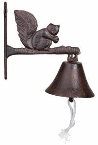 Zahradní zvonek Squirrel, 19x9,5 cm, litina, hnědá