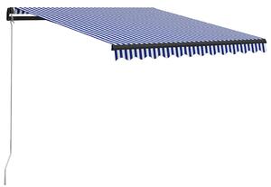 Ručně zatahovací markýza s LED světlem 300x250 cm modrá a bílá