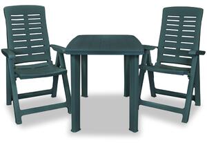 3dílný bistro set plastový zelený