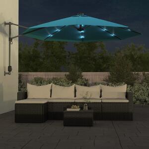 Nástěnný slunečník s LED Sea Blue 290 cm
