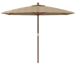 Zahradní slunečník s dřevěnou tyčí taupe 299 x 240 cm