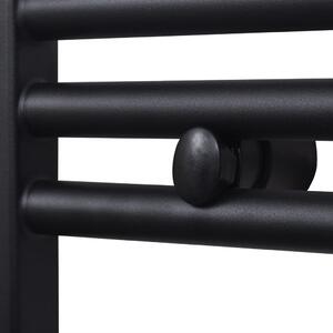 Černý žebříkový radiátor na ručníky - ústřední topení - rovný | 600x1160 mm