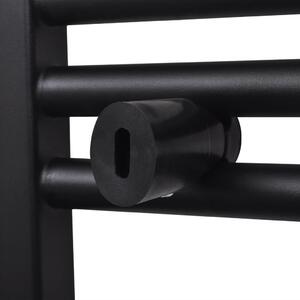 Černý žebříkový radiátor na ručníky - ústřední topení - rovný | 600x1160 mm