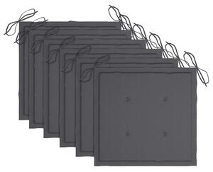 Podušky na zahradní židle - textil - 6 ks - antracitové | 40x40x4 cm