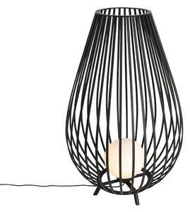 Designová stojací lampa černá s opálovým sklem 110 cm - Angela