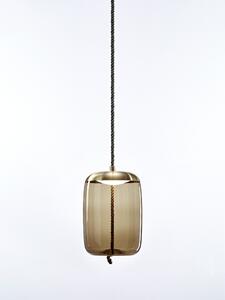 Brokis PC01019_006 Knot Cilindro, závěsné svítidlo, hnědé kouřové sklo - mosaz, 14W LED 2700K stmívatelné, prům.30cm