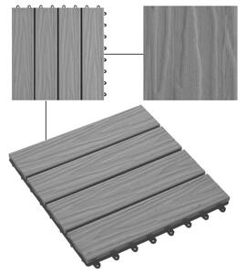 Terasové dlaždice 11 ks WPC embosované - 30x30cm 1 m² | šedé