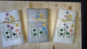 Dárková sada 2 ks froté ručníků Květy 40x60 cm + 50x100 cm Barva Bílá