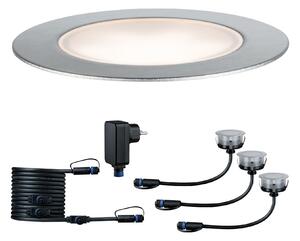 Paulmann 93692 Plug&Shine Floor Eco, základní set zápustných svítidel do terasy 3x1W LED 3000K stmívatelné, stříbrná, IP65