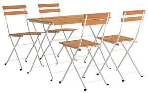 5dílný skládací bistro set masivní akáciové dřevo a ocel