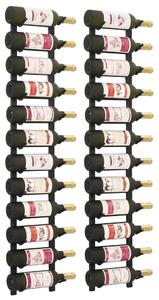Nástěnný stojan na víno Coowara na 12 lahví - 2 ks | černý