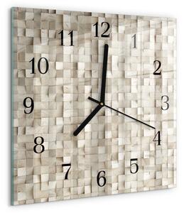 Skleněné hodiny na stěnu Dřevěná mozaika zskc-30x30-00181624