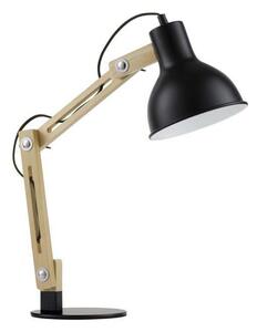 NOVA LUCE stolní lampa GROU matný černý kov a dřevo E27 1x12W 230V IP20 vypínač na těle bez žárovky 9620130