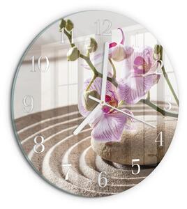 Skleněné hodiny na stěnu Písečná orchidej zsob-fi30-00086367