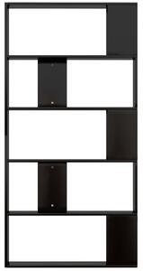 Knihovna/zástěna - dřevotříska - černá vysoký lesk | 80x24x159 cm