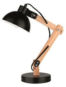 NOVA LUCE stolní lampa LILA černý kov a přírodní dřevo E27 1x12W 230V IP20 bez žárovky 671602