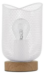 NOVA LUCE stolní lampa LYRON matný bílý kov přírodní dřevo E27 1x12W 230V IP20 bez žárovky 9555800