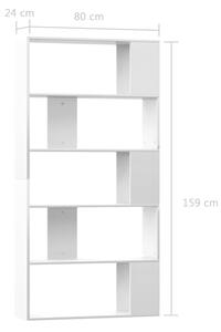 Knihovna/zástěna - dřevotříska - bílá vysoký lesk | 80x24x159 cm