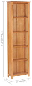 Úzká knihovna Cattford -masivní dubové dřevo a MDF | 52x22,5x170 cm