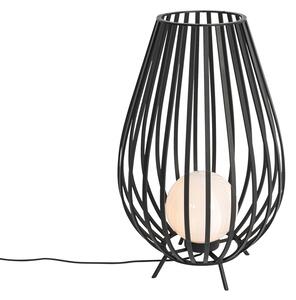Designová stojací lampa černá s opálem 70 cm - Angela