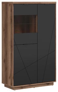 VITRÍNA, černá, barvy dubu, 94/157/42,5 cm XXXL - Kredence a vitríny, Online Only