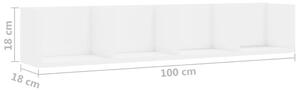 Nástěnná police Grazer na CD - dřevotříska - bílá vysoký lesk | 100x18x18 cm