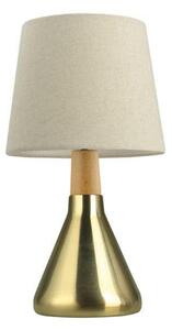 NOVA LUCE stolní lampa MONTES mosazný kov a přírodní dřevo bílé stínidlo E14 1x5W bez žárovky 7605168