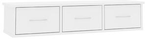 Nástěnná police se zásuvkami - bílá s leskem | 90x26x18,5 cm