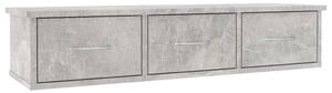 Nástěnná police se zásuvkami - dřevotříska - šedá | 90x26x18,5 cm