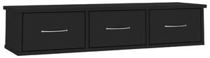 Nástěnná police se zásuvkami - černá s leskem | 90x26x18,5 cm