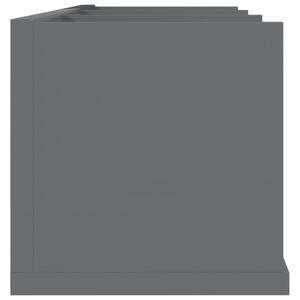 Nástěnná police na CD - dřevotříska - šedá vysoký lesk | 75x18x18 cm