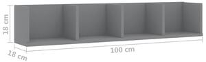 Nástěnná police Grazer na CD - dřevotříska - šedá | 100x18x18 cm