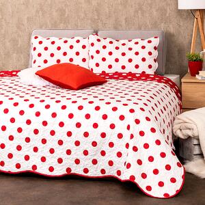 Přehoz na postel Červený puntík, 220 x 240 cm, 2 ks 50 x 70 cm