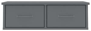 Nástěnná police se zásuvkami - dřevotříska - šedá | 60x26x18,5 cm