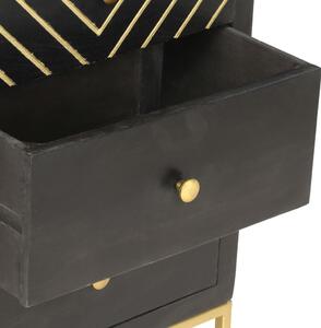 Komoda Warlley se zásuvkami - černá a zlatá | 45x30x105cm