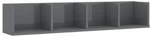 Nástěnná police Grazer na CD - dřevotříska - šedá vysoký lesk | 100x18x18 cm