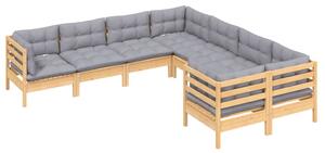 8dílná zahradní sedací souprava šedé podušky masivní borovice