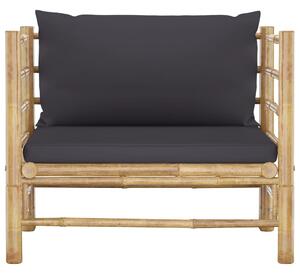 Zahradní pohovka s tmavě šedými poduškami bambus