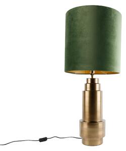 Stolní lampa Bruut ssametovým zeleným stínítkem azlatými detaily, 40cm