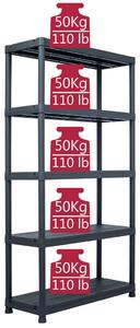 Skladové regály Souci - 2 ks - černé | 80x40x180 cm