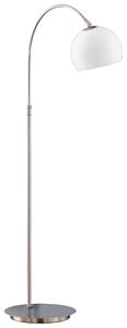 Fisher & Honsel 49191 Bow, stojací lampa, 1x100W E27, matný nikl, bílé stínítko, výška 105-140cm